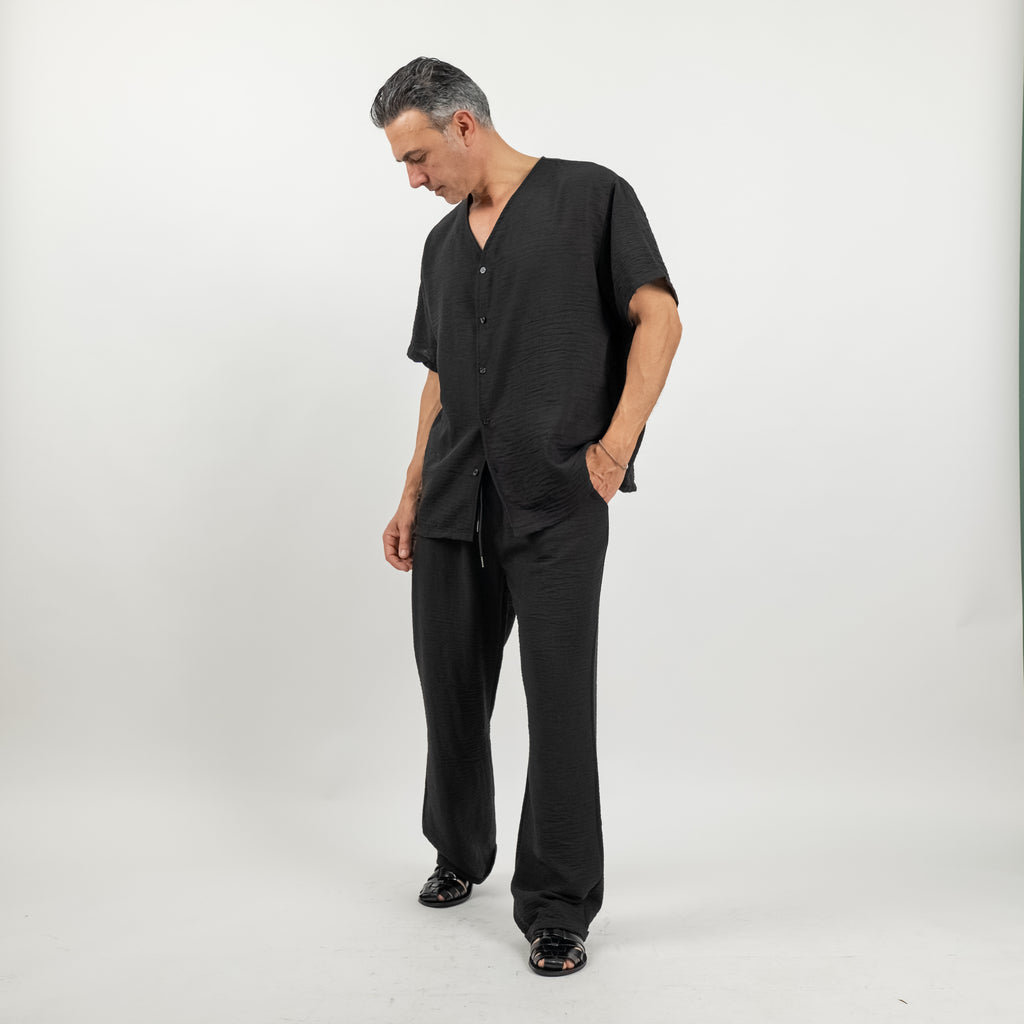 Coordinato effetto lino - Nero