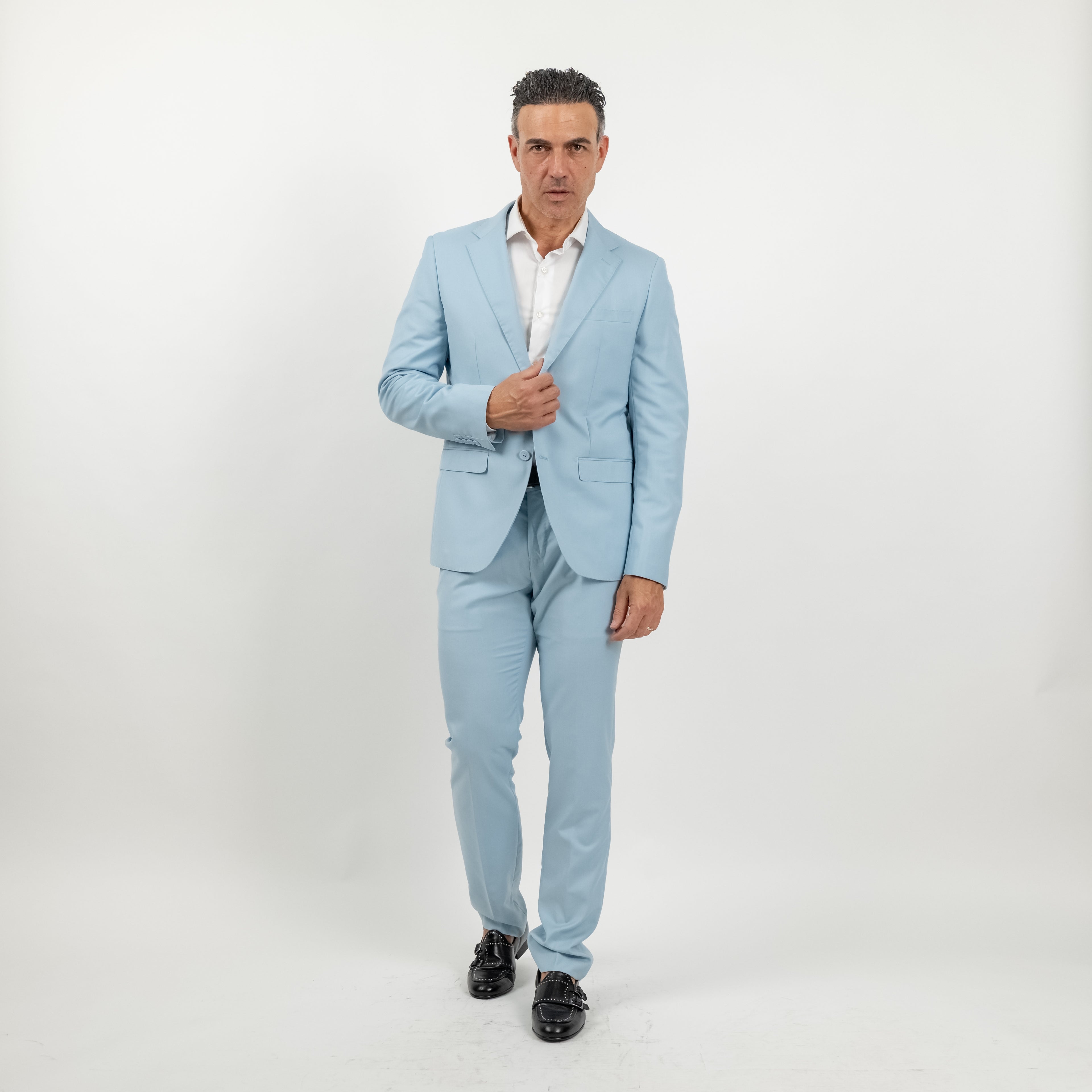 Single-breasted suit with cropped trousers - Light blue