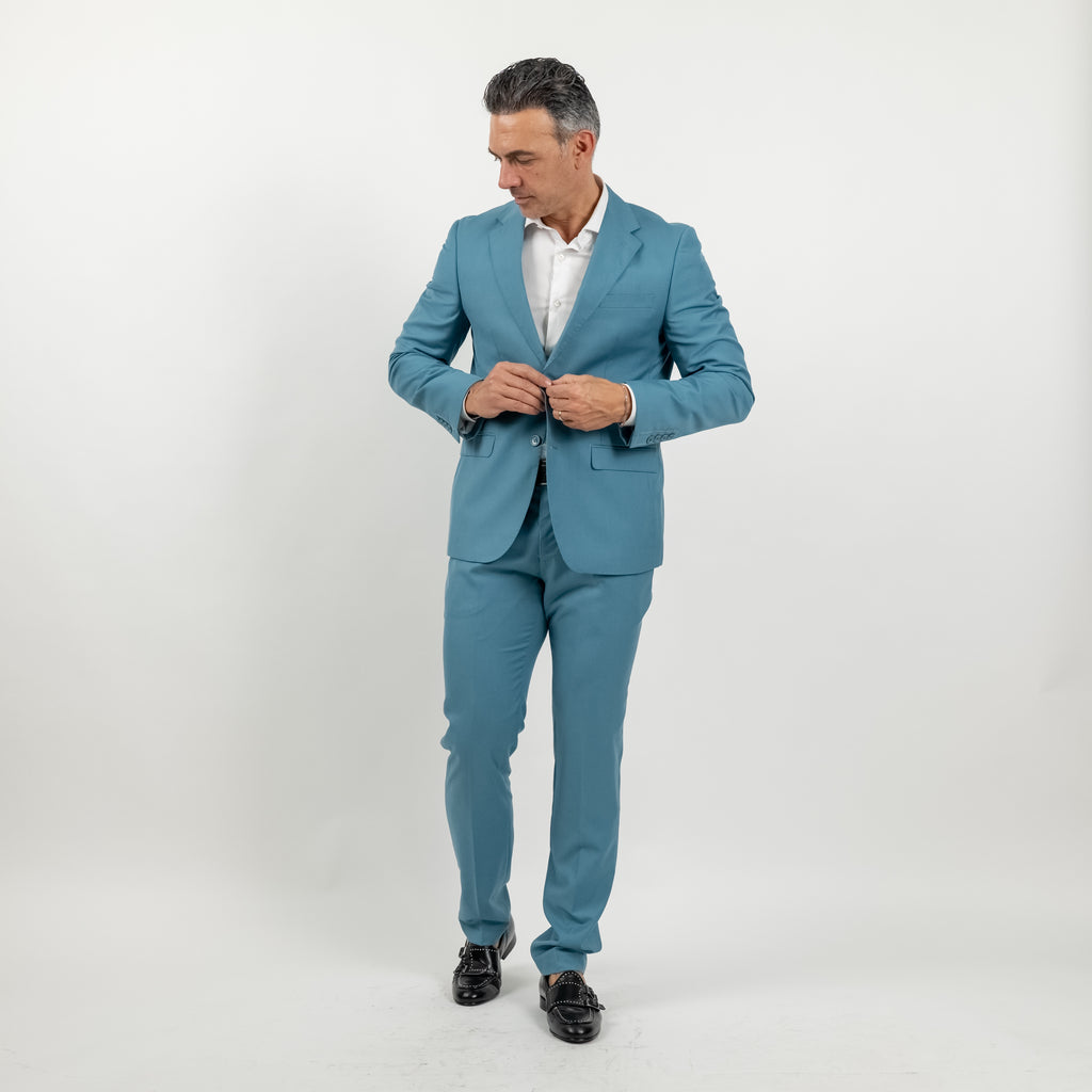 Traje de botonadura sencilla con pantalones - Azul pavo real