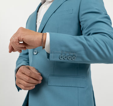 🔵Abito monopetto con pantalone con molla - Blu Pavone