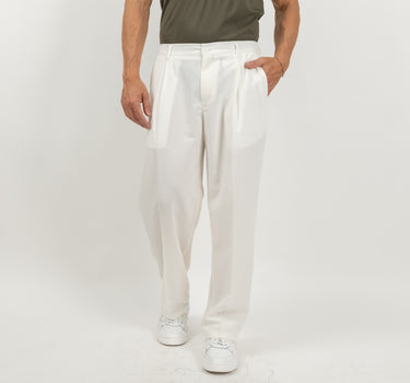 Pantalone palazzo con molla sul retro fondo largo - Bianco