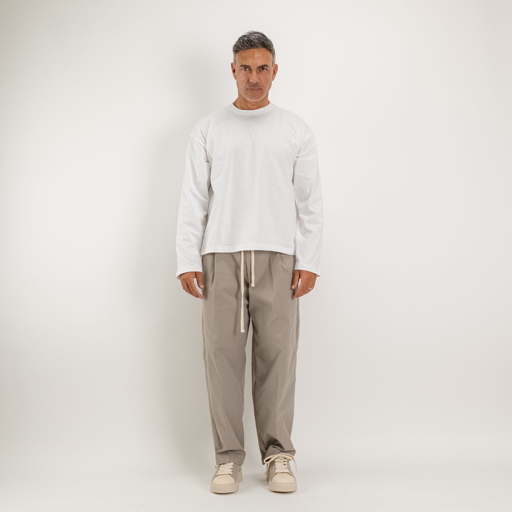 Boxy long-sleeve T-shirt - Cream
