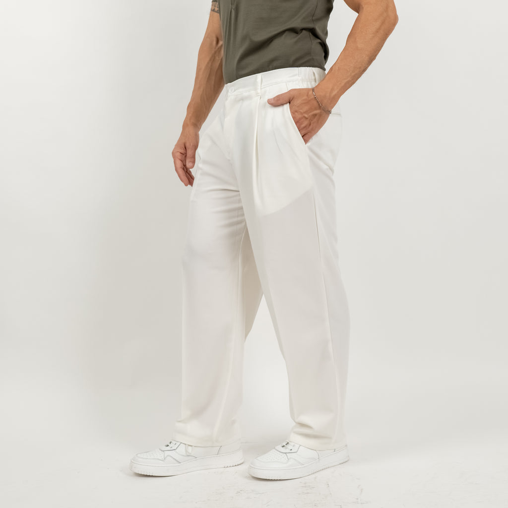 Palazzo trousers with a spring on the back and wide bottom - White
