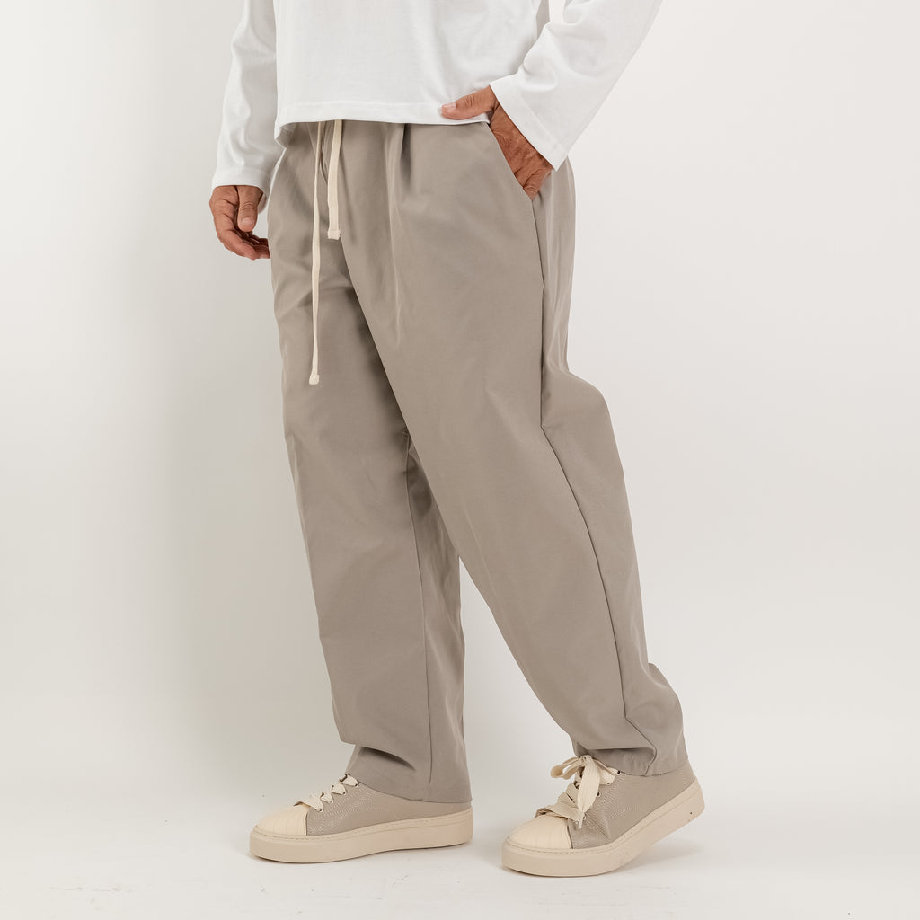 Wide Leg Technical Fabric Trousers - Sand