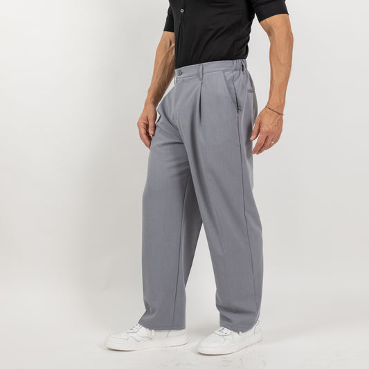 Pantalone palazzo con molla sul retro fondo largo - Grigio