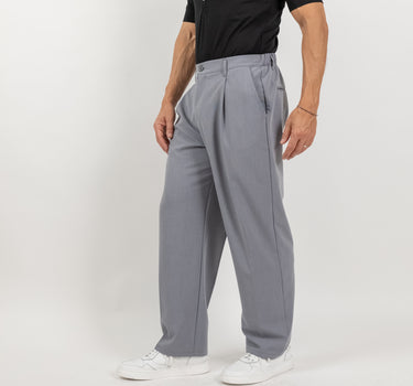 Pantalone palazzo con molla sul retro fondo largo - Grigio