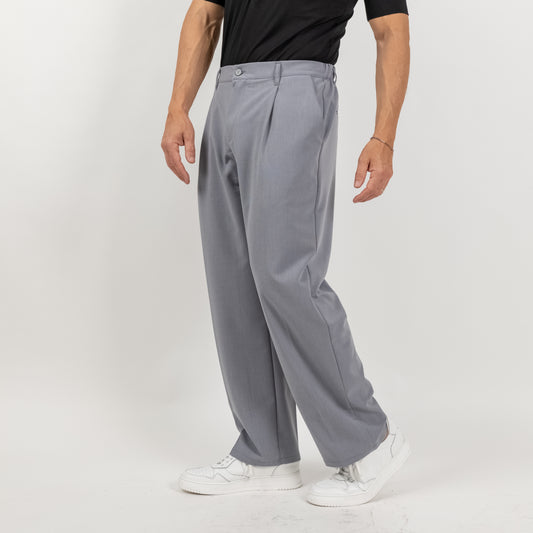 Pantalone palazzo con molla sul retro fondo largo - Grigio