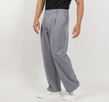 Pantalone palazzo con molla sul retro fondo largo - Grigio