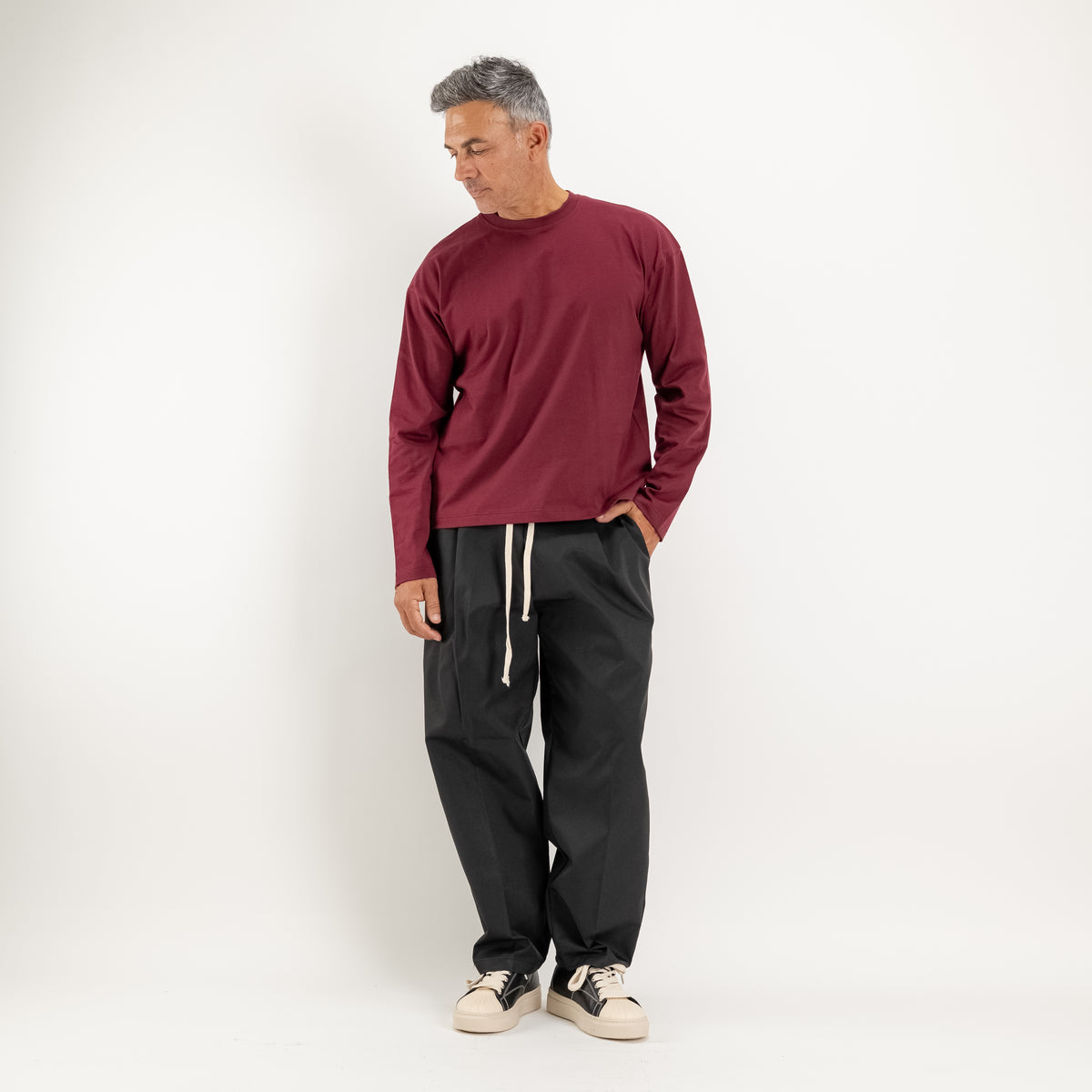 Boxy long-sleeve T-shirt - Bordeaux