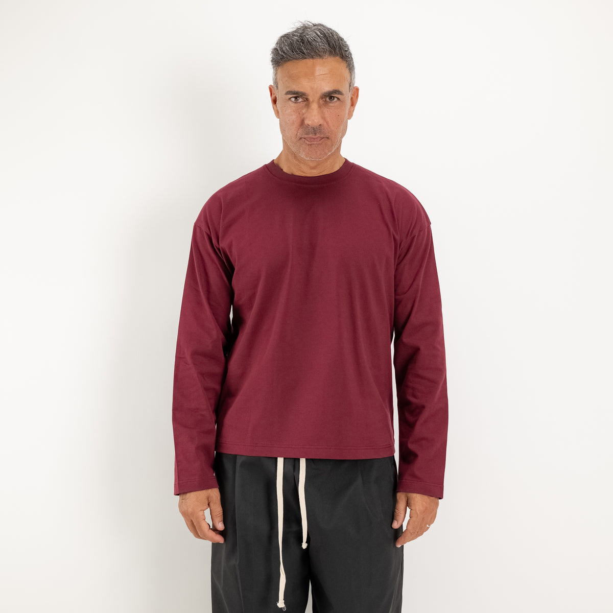 Boxy long-sleeve T-shirt - Bordeaux