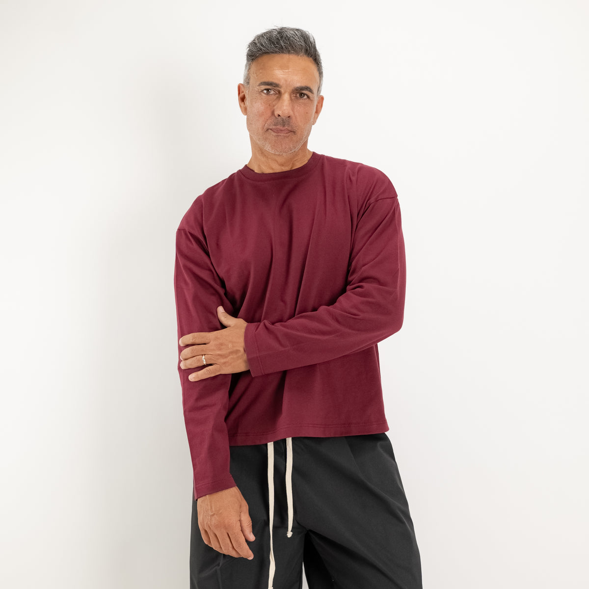Boxy long-sleeve T-shirt - Bordeaux