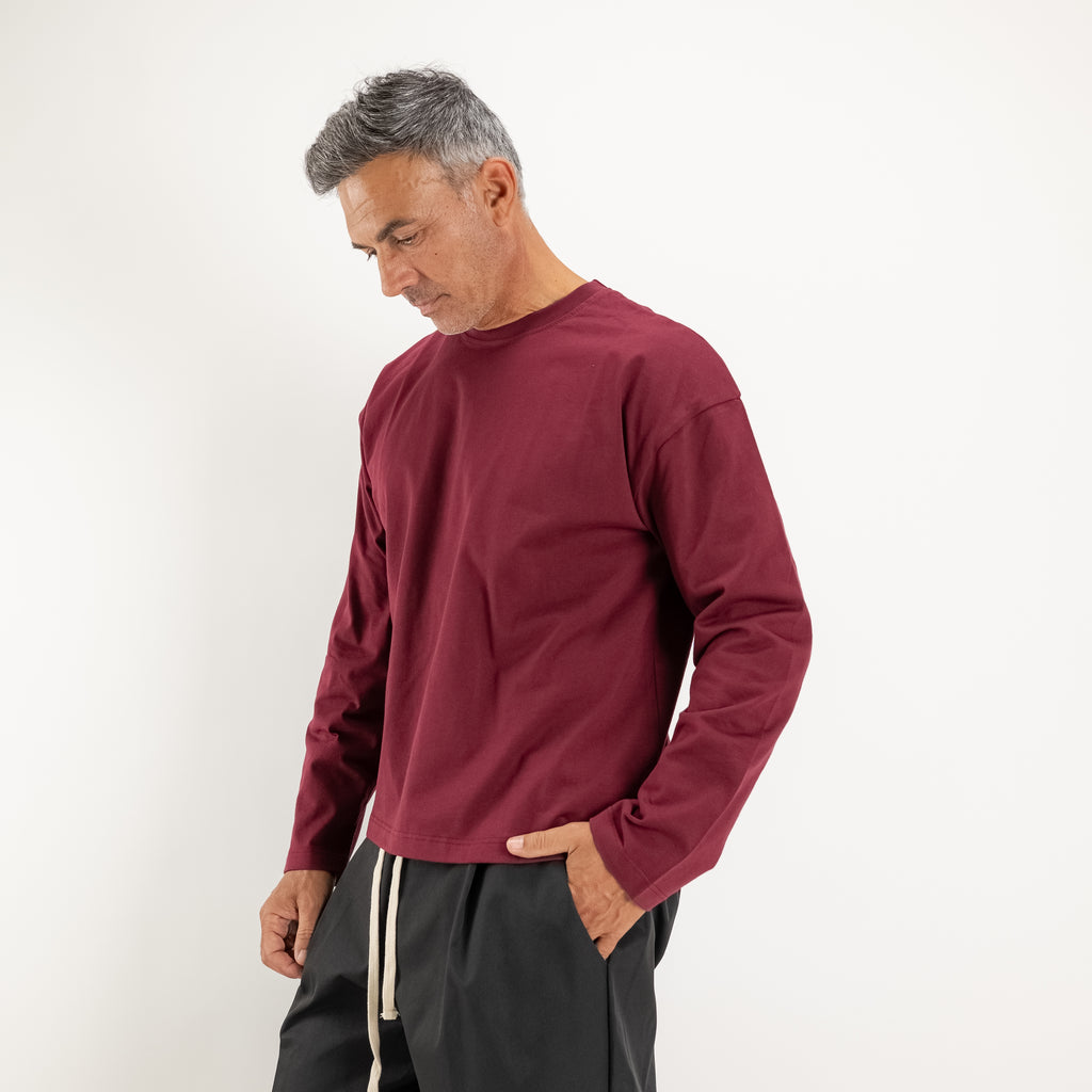 Boxy long-sleeve T-shirt - Bordeaux