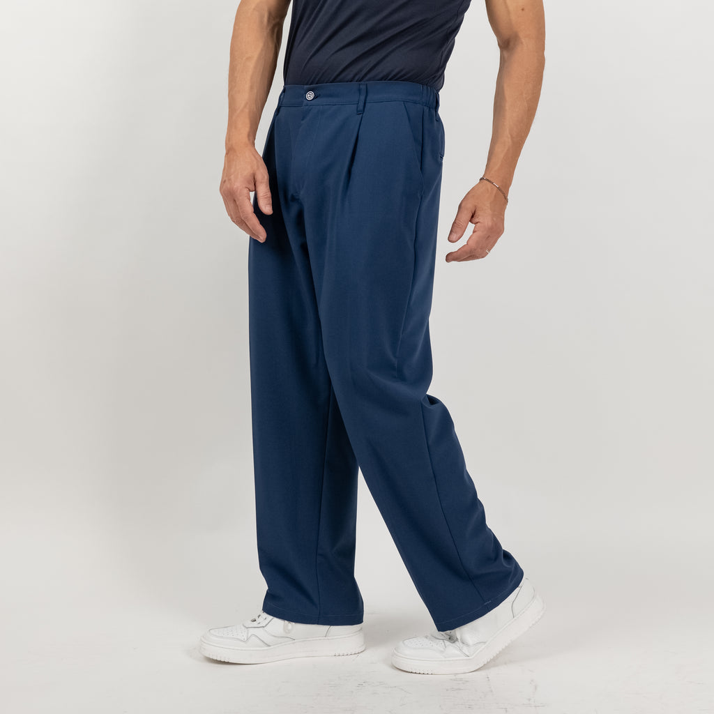 Pantalone palazzo con molla sul retro fondo largo - Blu
