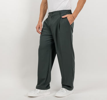 Pantalone palazzo con molla sul retro fondo largo - Verde