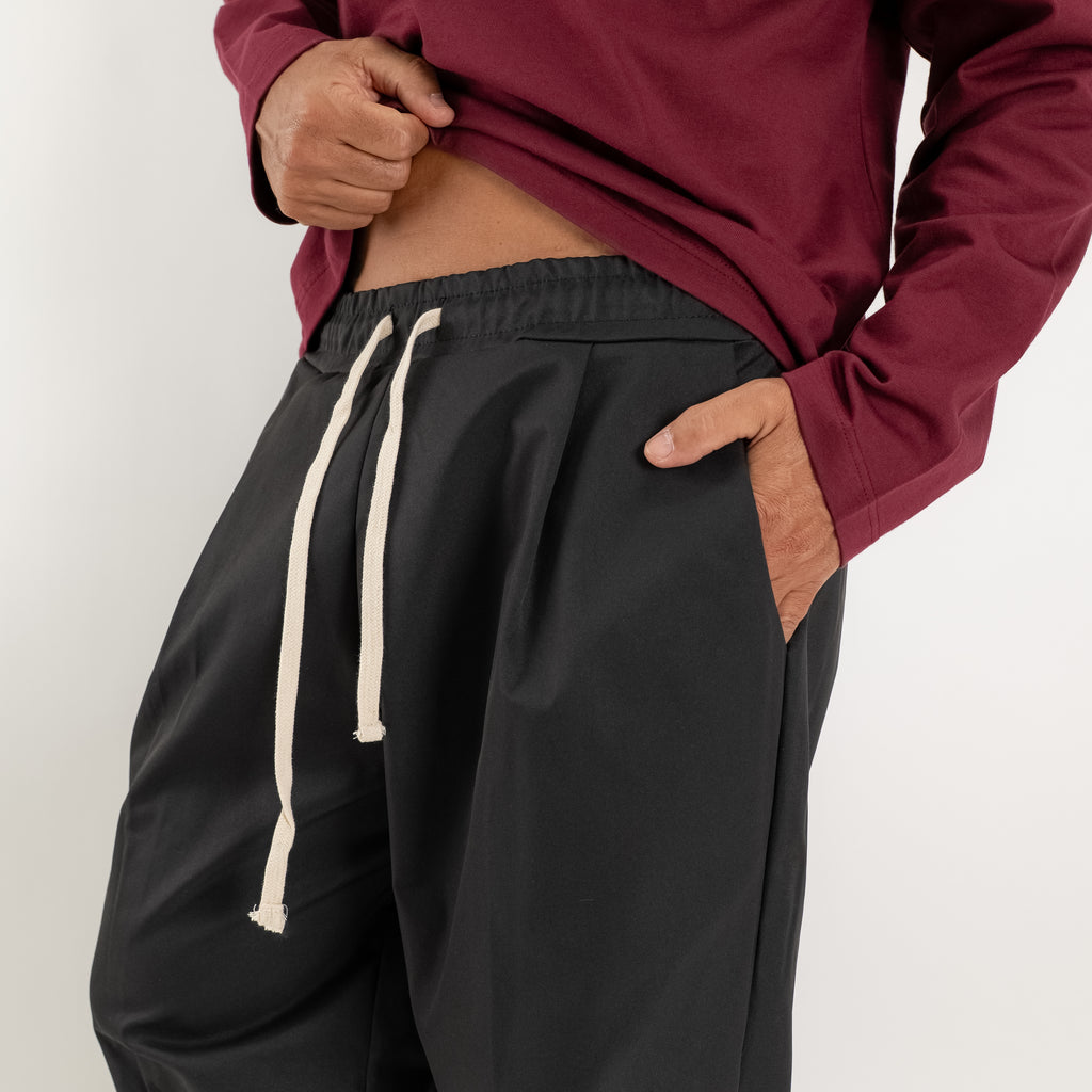 Pantalones anchos de tejido técnico - Negro