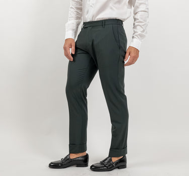 Pantalone classico con risvolto alto - Verde