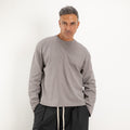 Langarm-T-Shirt in Boxy-Passform - Eisen