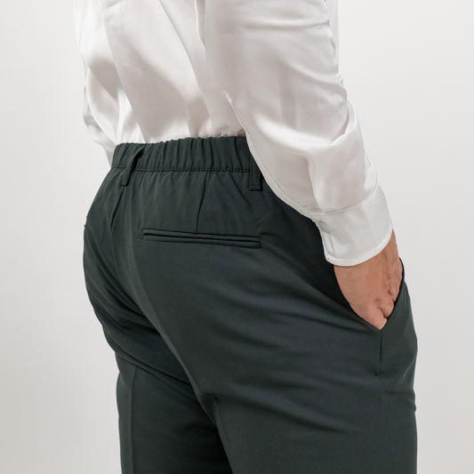 Pantalone classico con risvolto alto - Verde