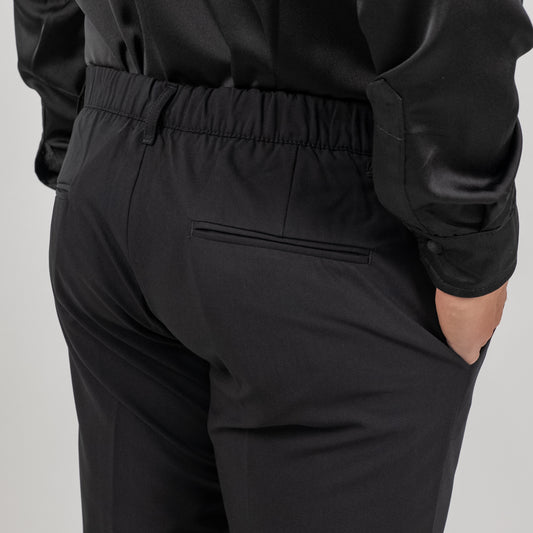 Pantalone classico con risvolto alto - Nero