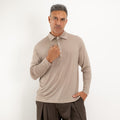 Langarm-Poloshirt aus ultraleichtem Stretch-Gewebe – Beige