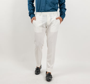 🔵Pantalone classico con risvolto alto - Bianco