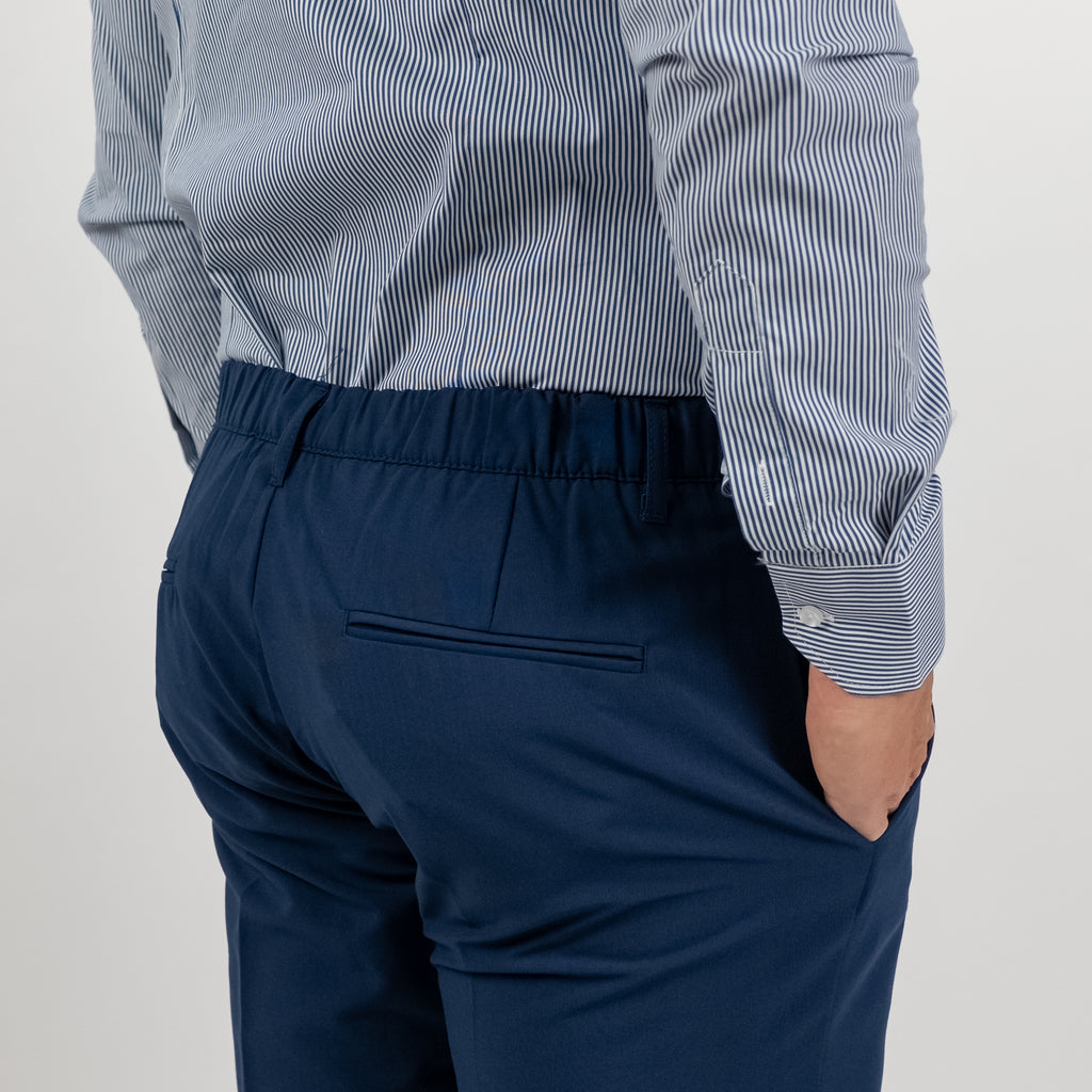 Pantalone classico con risvolto alto - Blu