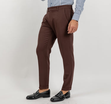 Pantalone classico con molla sul retro - Marrone