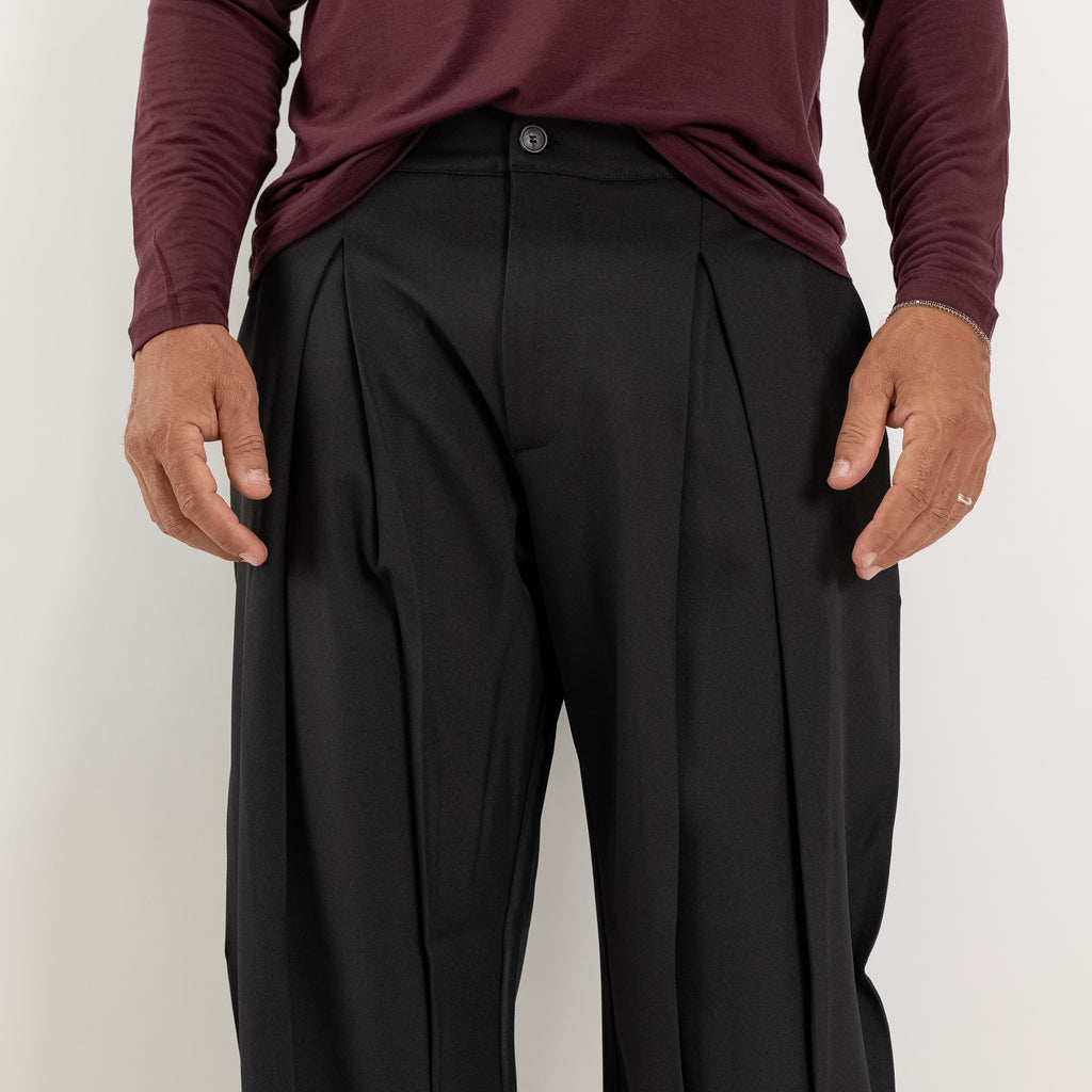 Wide-leg pleated palazzo trousers - Black