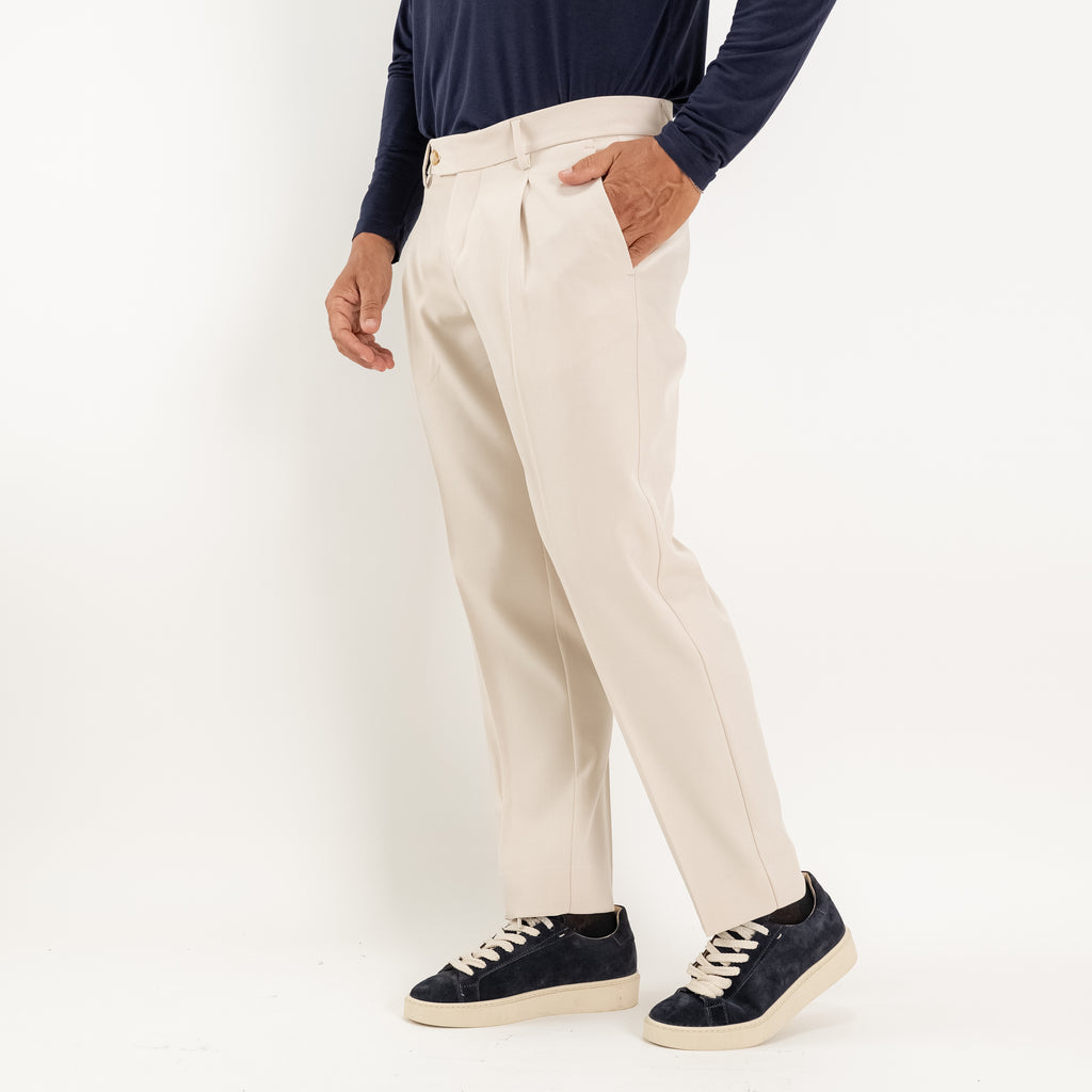 Pantalon slim fit à pinces - Beige