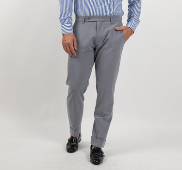 Pantalone classico con risvolto alto - Grigio