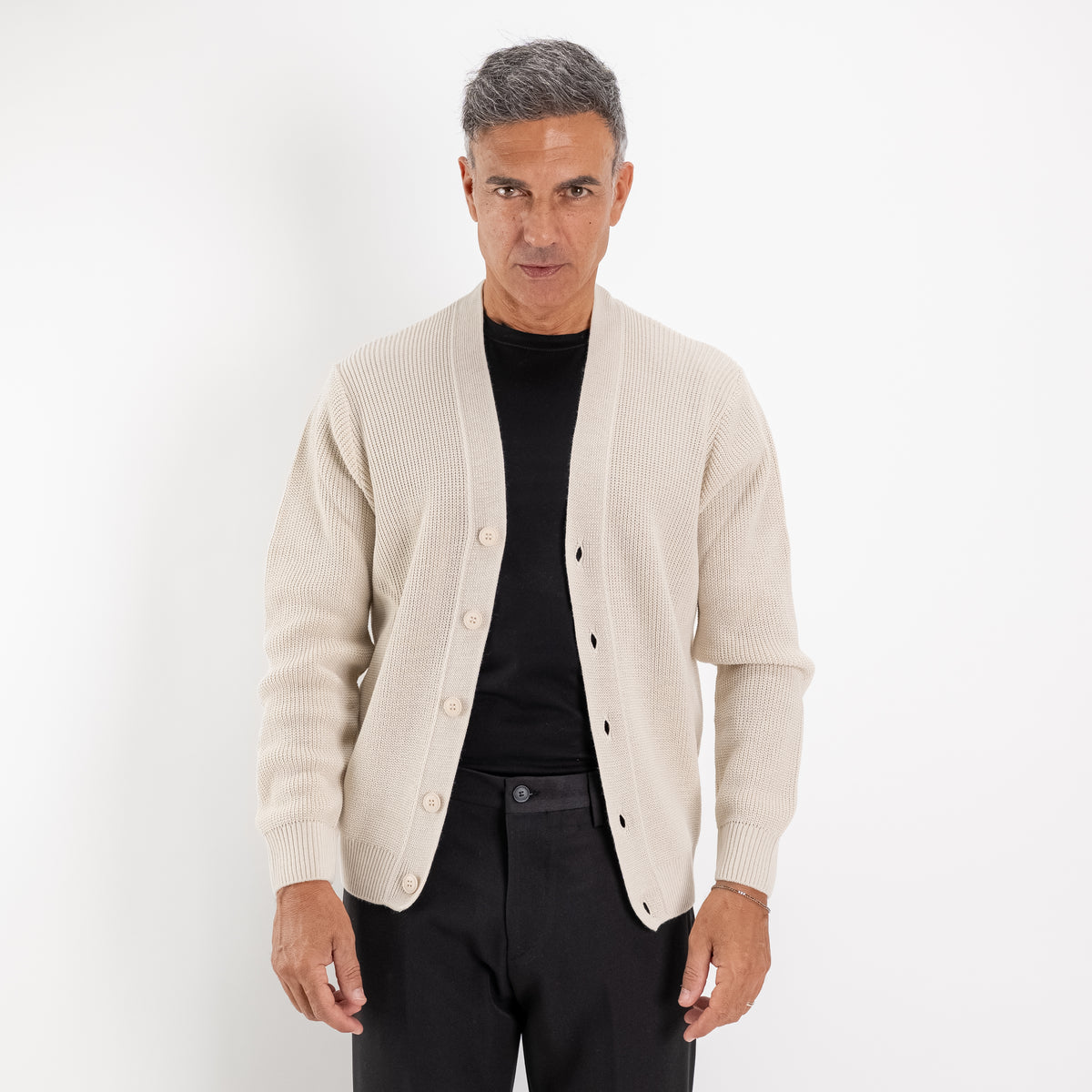 Cardigan scollo a V - Avorio
