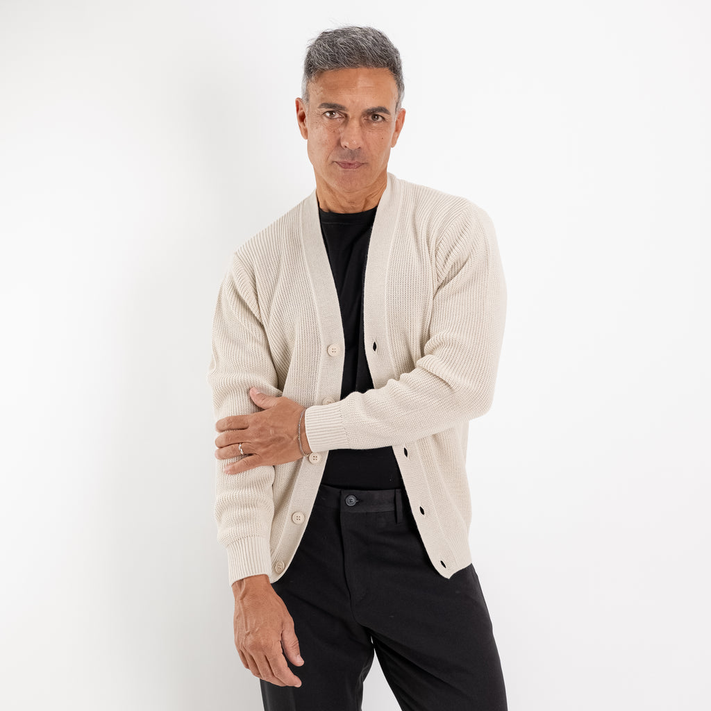 Cardigan scollo a V - Avorio