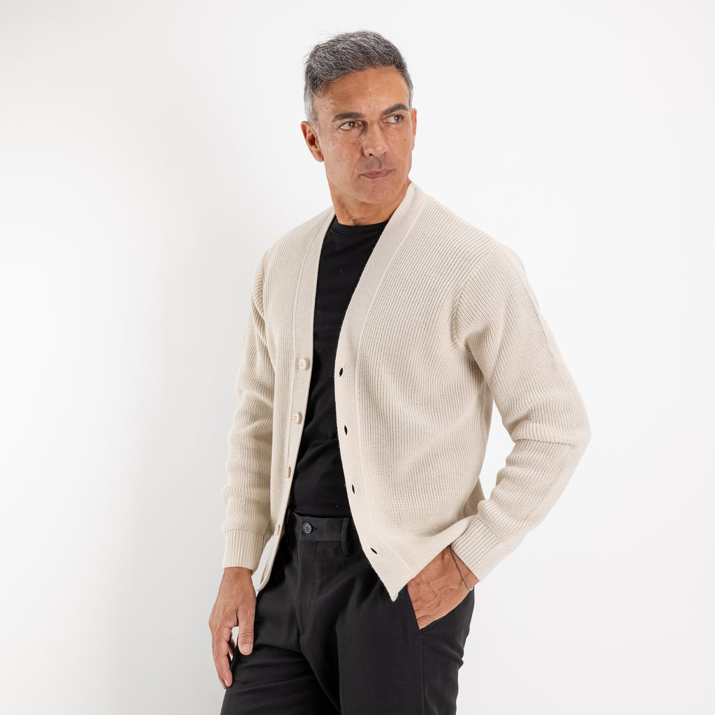 Cardigan scollo a V - Avorio