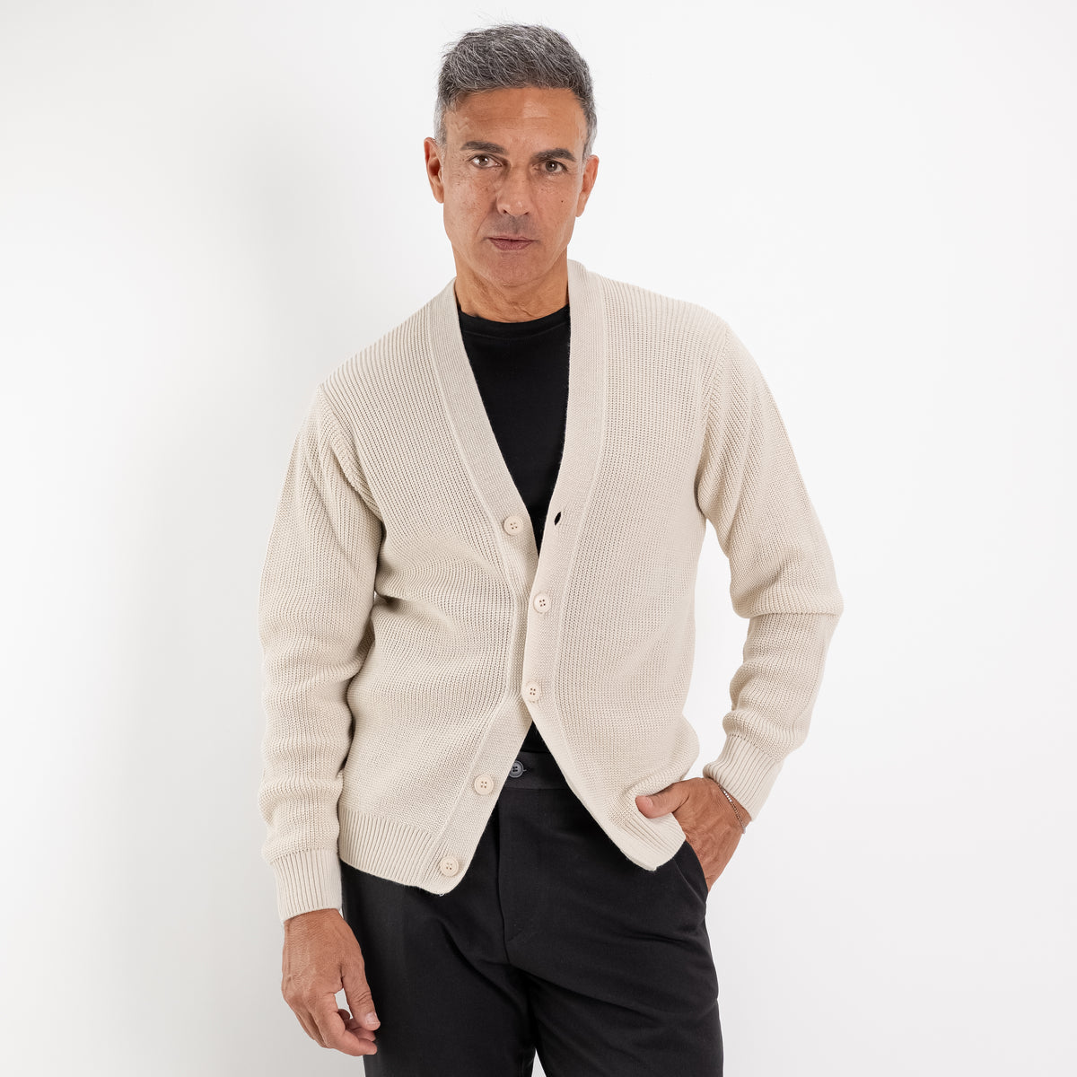 Cardigan scollo a V - Avorio