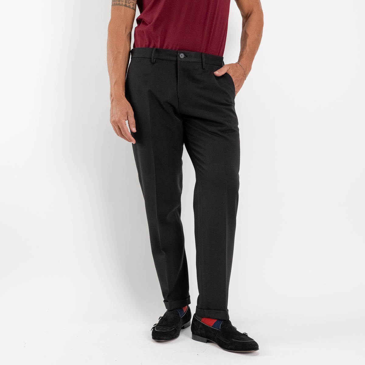 Chino broek met slim fit - Zwart