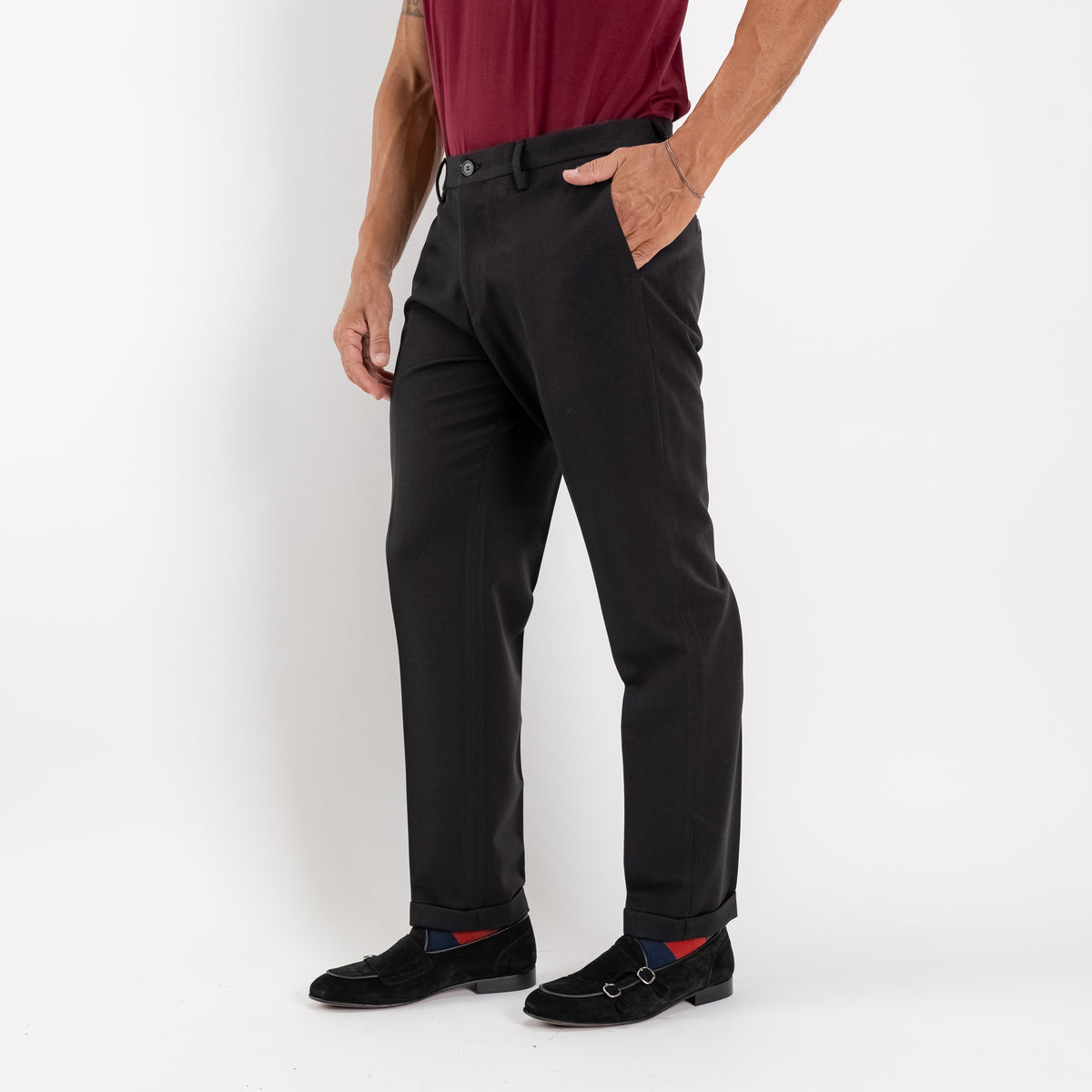Chino broek met slim fit - Zwart