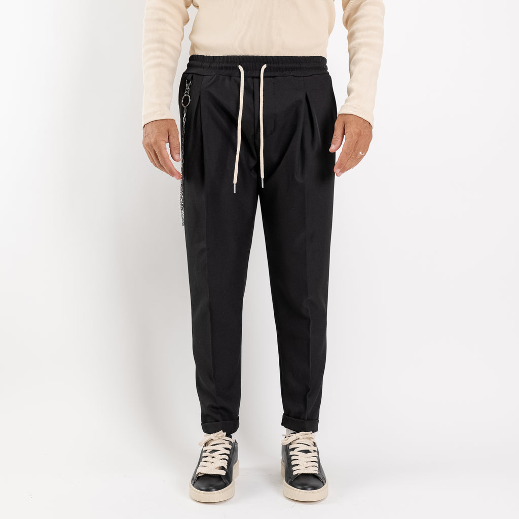 Pantalaccio slim con pinces - Nero