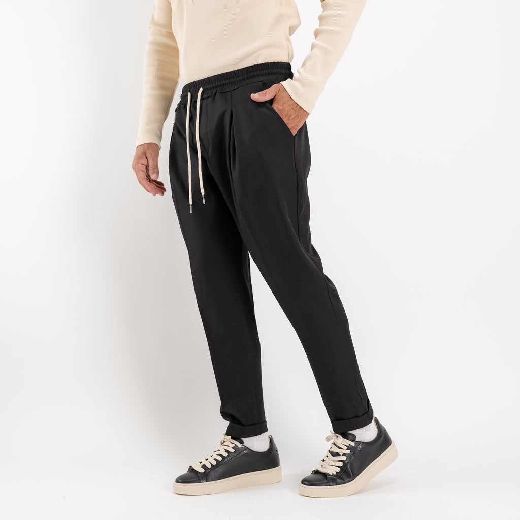 Pantalaccio slim con pinces - Nero