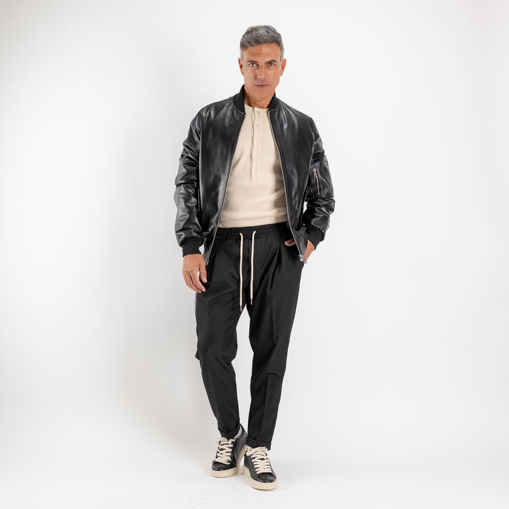 Pantalaccio slim con pinces - Nero