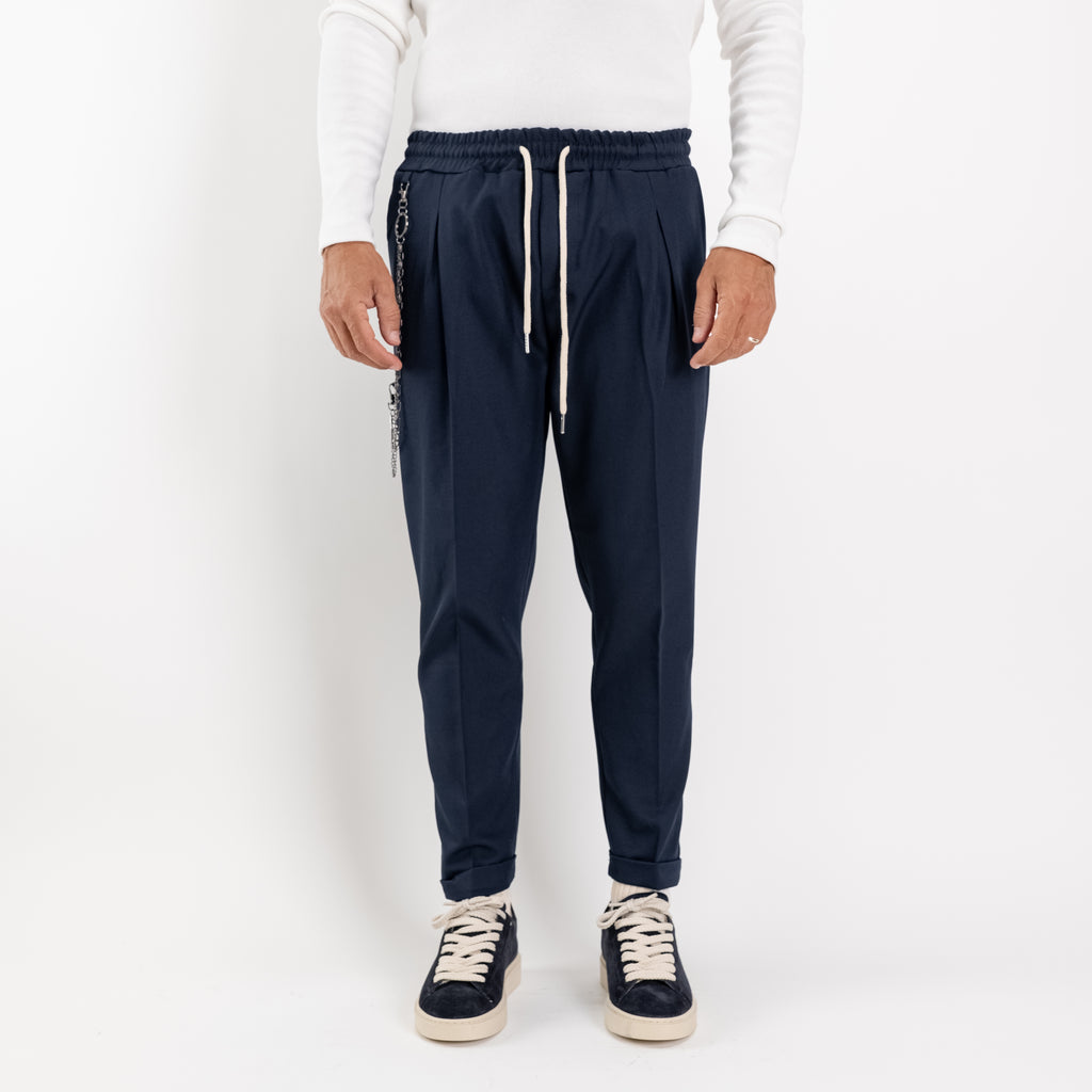 Slim-fit pantalon met plooien - Blauw