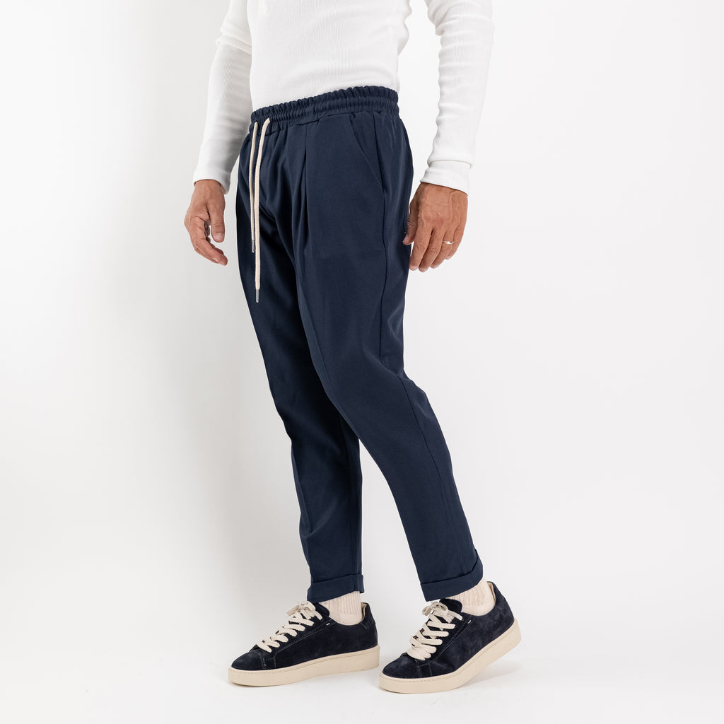 Slim-fit pantalon met plooien - Blauw