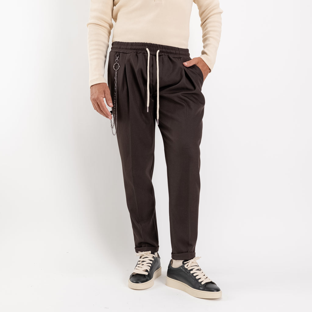 Slimfit pantalon met coupenaden - Donkerbruin