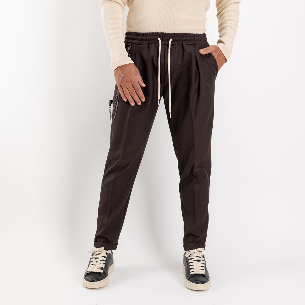 Slimfit pantalon met coupenaden - Donkerbruin