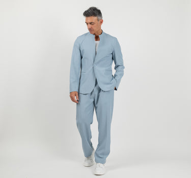Coordinato con giacca coreana e pantalone palazzo - Polvere