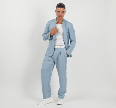 Coordinato con giacca coreana e pantalone palazzo - Polvere