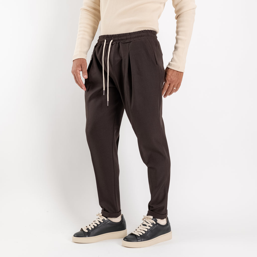 Slimfit pantalon met coupenaden - Donkerbruin