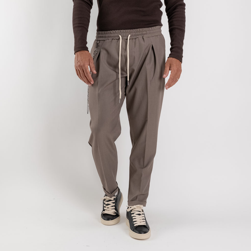 Pantalaccio slim con pinces - Fango