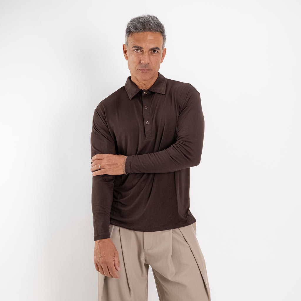 Polo Manica Lunga Stretch Ultra-Leggero - Moro