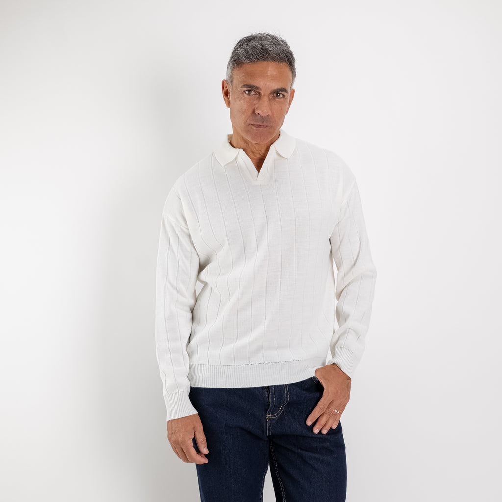 Langarm-Poloshirt Derby - Creme