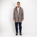 Trench monopetto con cappuccio - Fango
